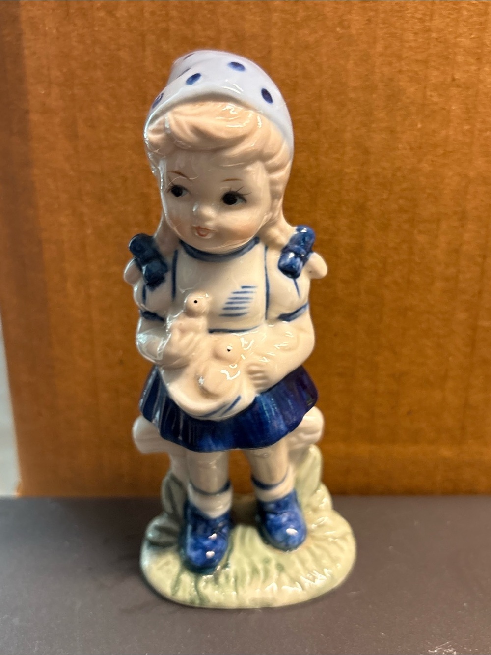 Porcelain Girl Figurine in White and Blue trinket